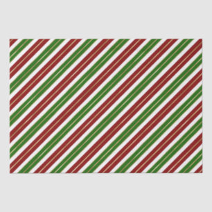 Papel De Seda Listras de Natal em Verde, Vermelho e Dourado com