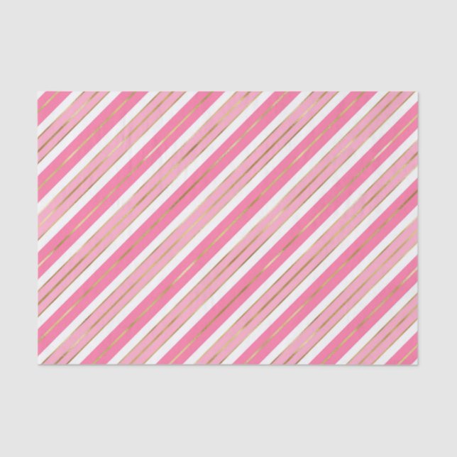 Papel De Seda Listras de Natal Rosa e Prata Elegantes (Frente )