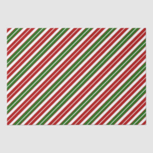 Papel De Seda Listras de Natal Vermelhas, Brancas e Verdes
