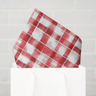 Papel De Seda Listras de Xadrez Vermelho Branco de Aniversário