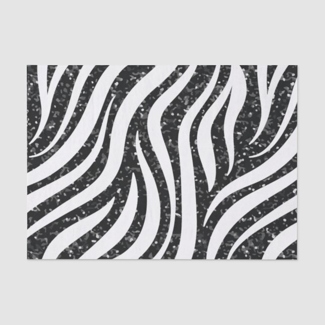 Papel De Seda Listras de Zebra Brilho Preto Impressão de Animais (Frente )