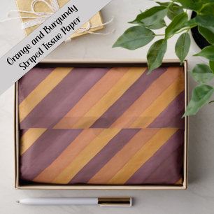 Papel De Seda Listras Diagonais Laranja Borgonha
