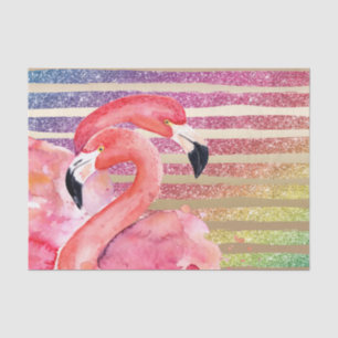 Papel De Seda Listras do ouro do brilho dos flamingos da