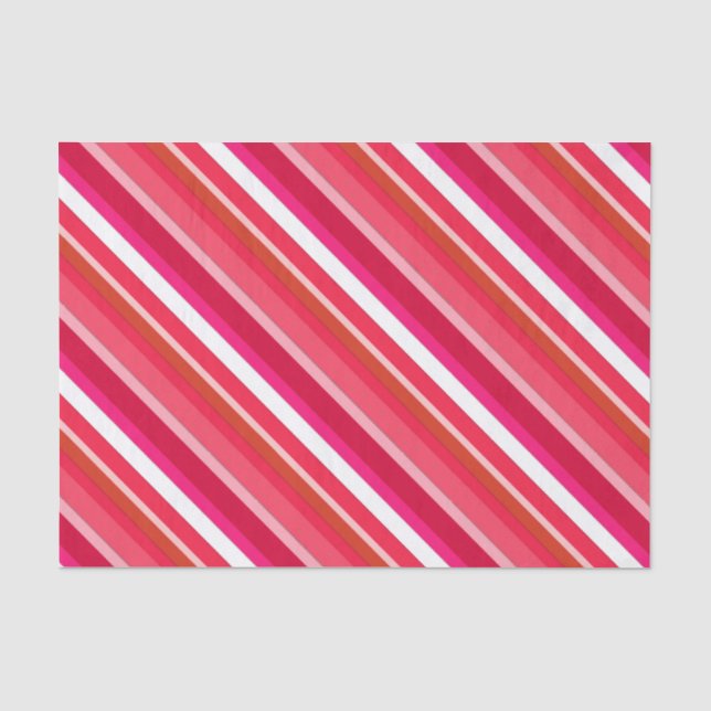 Papel De Seda Listras doces em camadas - vermelha, rosa e branca (Frente )