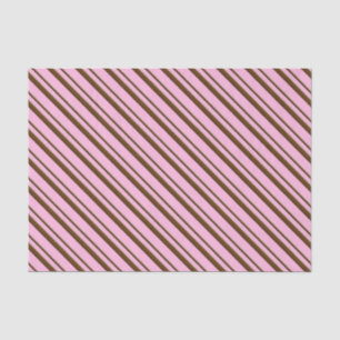 Papel De Seda Listras dos doces, cor-de-rosa e castanho