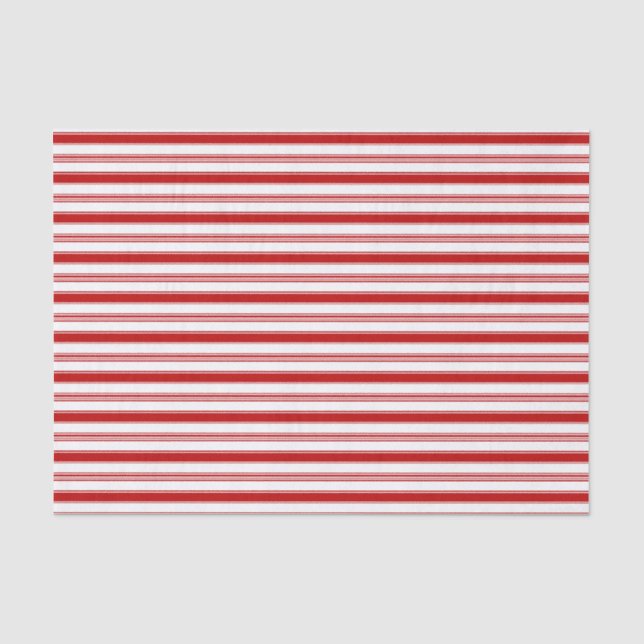 Papel De Seda Listras Horizontais Vermelhas e Brancas (grande es (Frente )