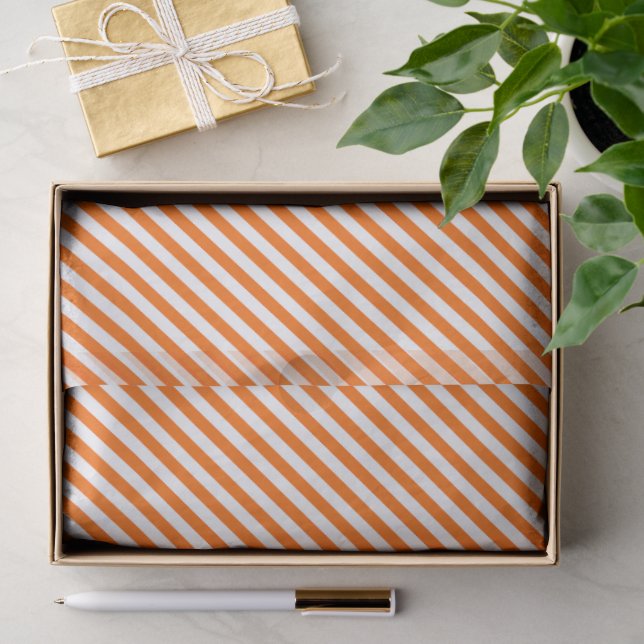 Papel De Seda Listras Laranja e Branco (Presente)
