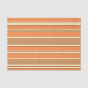 Papel De Seda Listras Laranja Marrom Retro Moderno de Meados do 