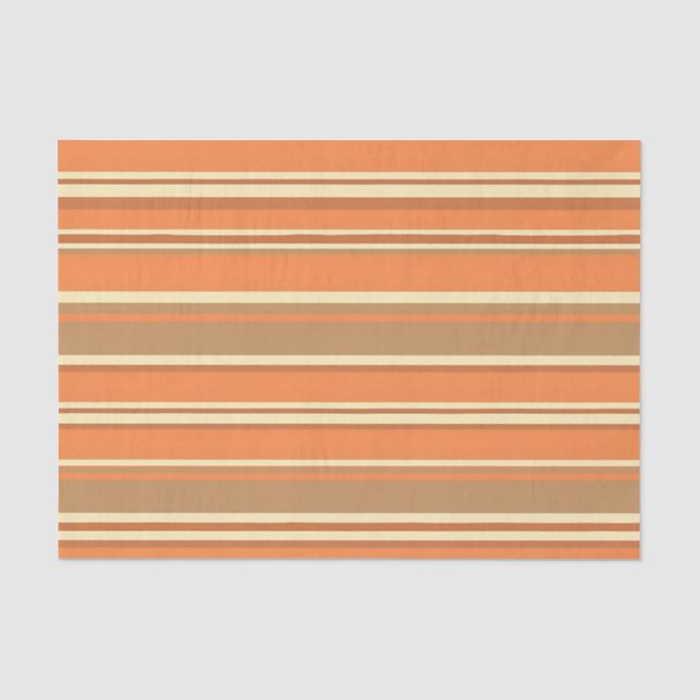 Papel De Seda Listras Laranja Marrom Retro Moderno de Meados do  (Frente )