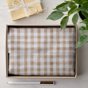 Papel De Seda Listras Marrons Creme Xadrez Bege Aniversário