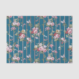 Papel De Seda Listras modernas florais rosas vermelha azuis
