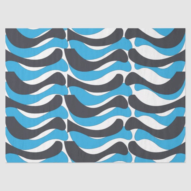 Papel De Seda Listras Onduladas Cinza Azul (Frente )