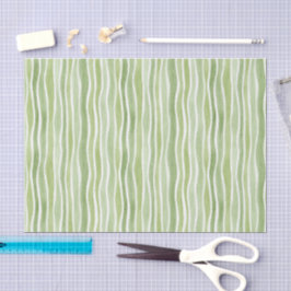 Papel De Seda Listras Onduladas de Creme Verde Limão