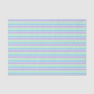 Papel De Seda Listras Pastéis Roxo, Verde e Azul