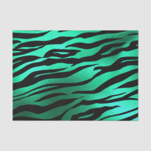 Papel De Seda Listras Pretas de Tigre Preto Verde Esmeralda Anim