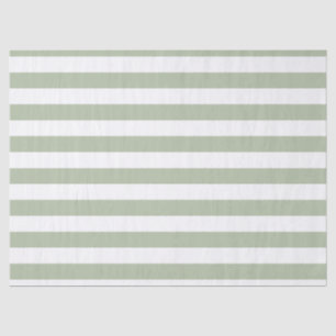 Papel De Seda Listras Verdes Claras de Sage e Brancas