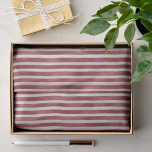 Papel De Seda Listras Vermelhas e Creme de Natal