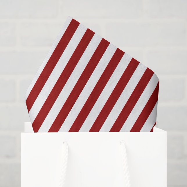 Papel De Seda Listras vermelhos escuro e brancas (Sacola de presentes)