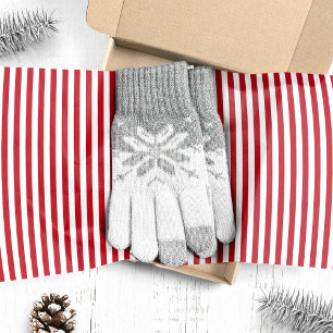 Papel De Seda Listras Verticais de Bastão de Natal Vermelho e Br