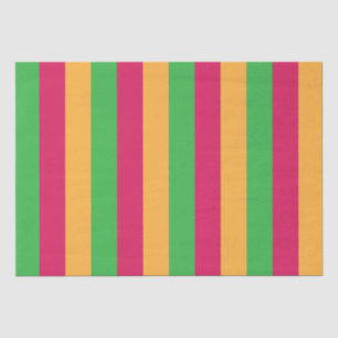 Papel De Seda Listras Verticais Verde Rosa Laranja