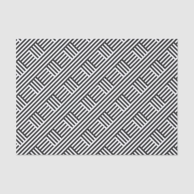 Papel De Seda Listras Xadrez Diagonais Preto e Branco (Frente )