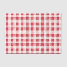 Papel De Seda Listras Xadrez Vermelho Creme de Aniversário
