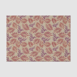 Papel De Seda Lively Red and Purple Leaf Motifs on Neutral Beige