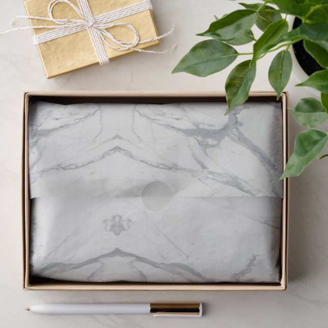 Papel De Seda Livro Branco Elegante de Carrara Marble (Presente)