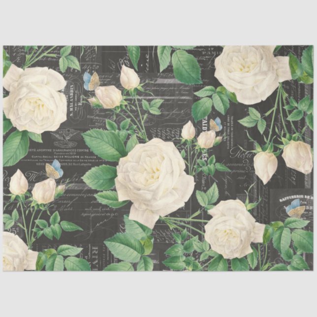 Papel De Seda Livro Branco Romântico Rosa Ephemera Collage (Frente )