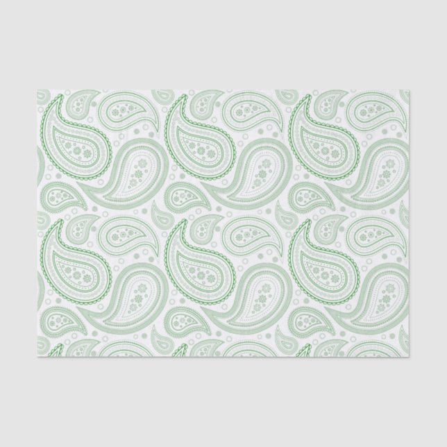 Papel De Seda Livro Branco sobre Paisley Verde (Frente )