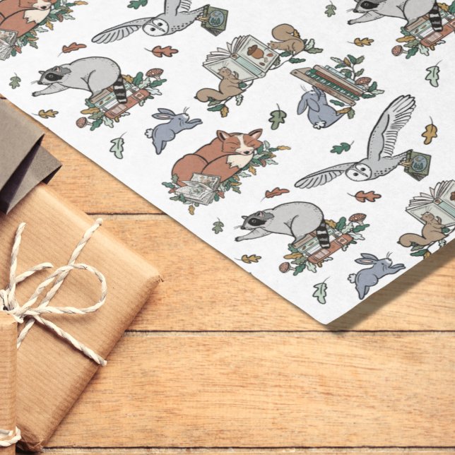 Papel De Seda Livro De Animais Da Floresta Em Queda (Cute Woodland Tissue Paper)
