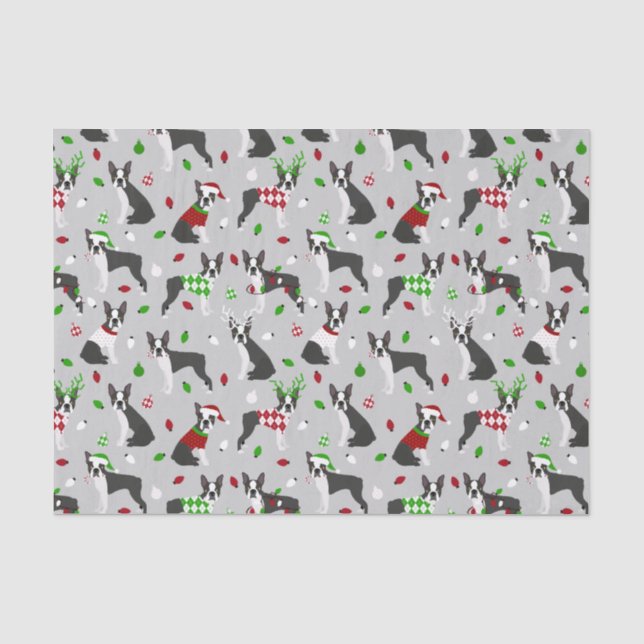 Papel De Seda Livro de tecidos sobre Boston Terrier Natal (Frente )