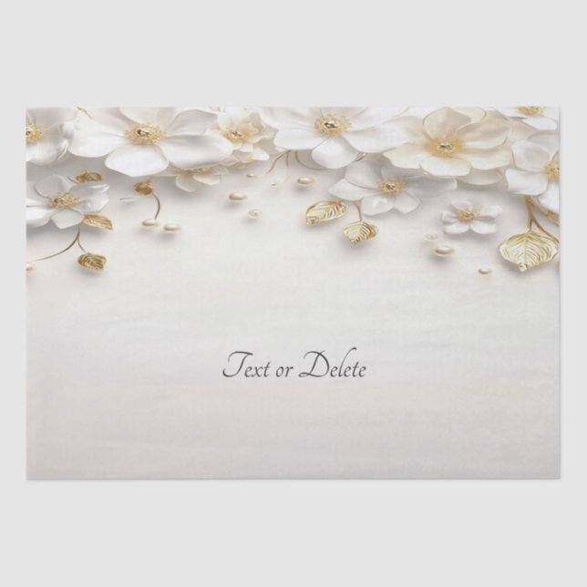 Papel De Seda Livro Dourado Floral de Ivory White (Frente )