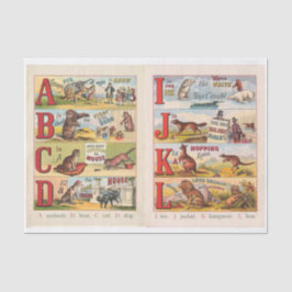 Papel De Seda Livro Ilustrado do Alfabeto Animal Vintage