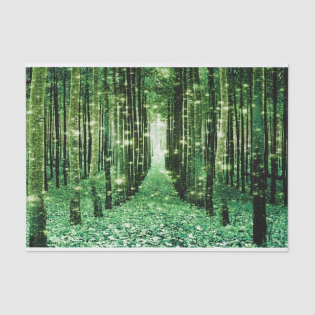 Papel De Seda Livro Tecido Mistério Verde Mágico Floresta (Frente )