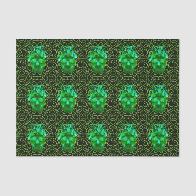 Papel De Seda Livro Verde do Crânio de Fogo (Frente )