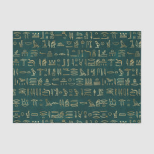 Papel De Seda Livro Verde e hieróglifo egípcio do ouro