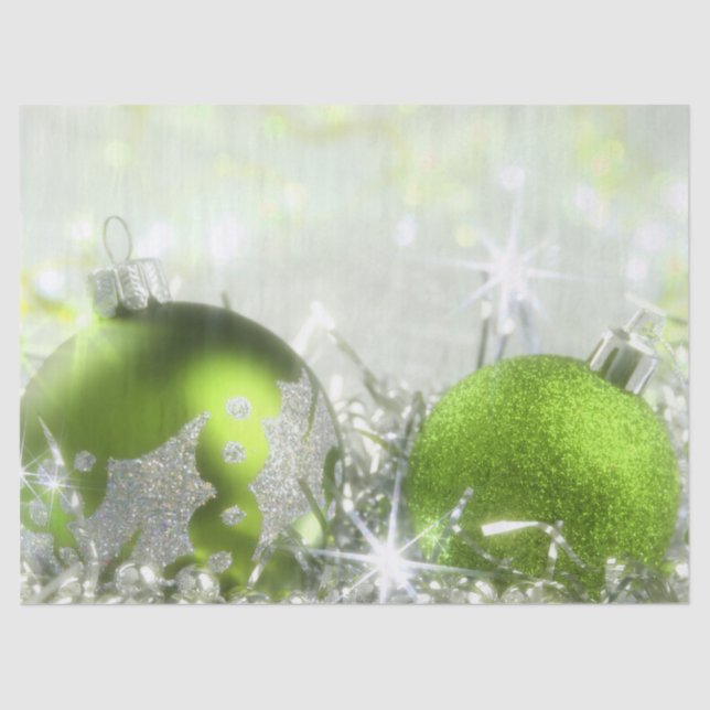 Papel De Seda Livro Verde E Silver De Natal (Frente )