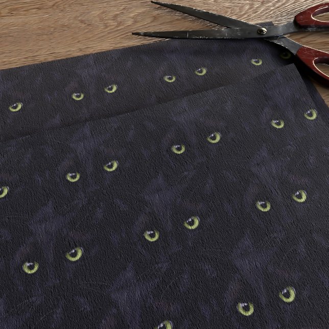 Papel De Seda Livro Verde sobre Olhos Verdes de Gato Preto (Black Cat Green Eyes Pattern Tissue Paper just for you)