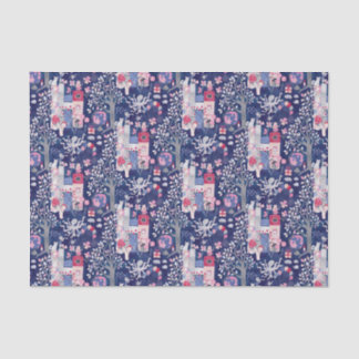 Papel De Seda Livros de conto e criaturas mágicas azuis