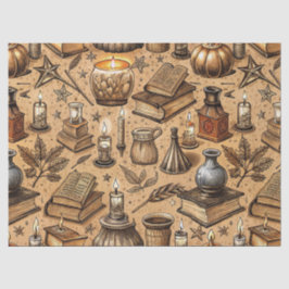 Papel De Seda Livros & Velas de Bruxaria Vintage Padrão