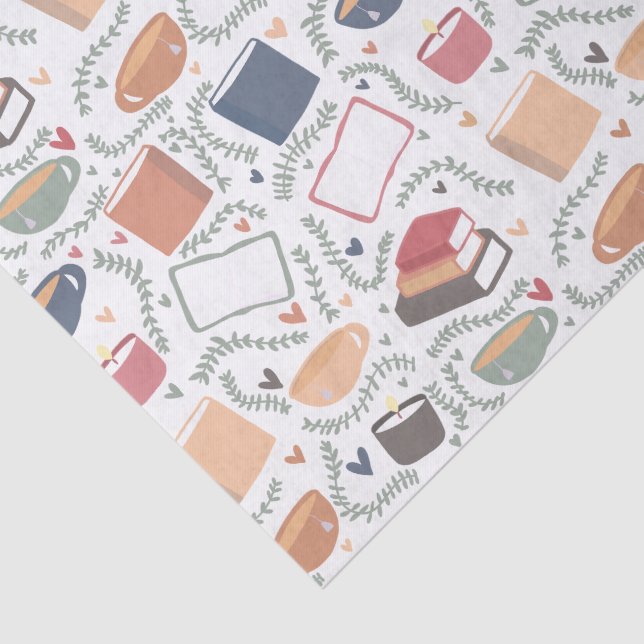 Papel De Seda Livros, Velas E Chá (Detalhes)