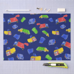 Papel De Seda Lixo Bash Caminhões de Lixo Padronizados Azul
