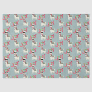 Papel De Seda Llama vestindo um Papai Noel e óculos escuros Joy