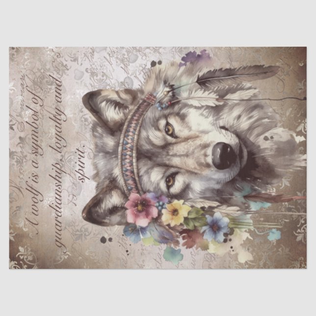 Papel De Seda Lobo Americano Nativo (Frente )
