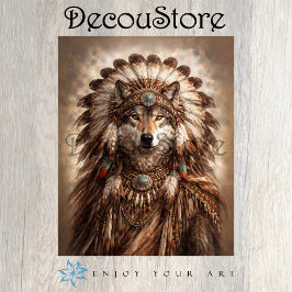 Papel De Seda Lobo do Desenho de Recorte de Penas Sagradas