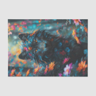 Papel De Seda Lobo Escuro Floral