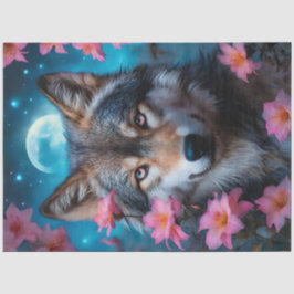 Papel De Seda Lobo Flor Rosa
