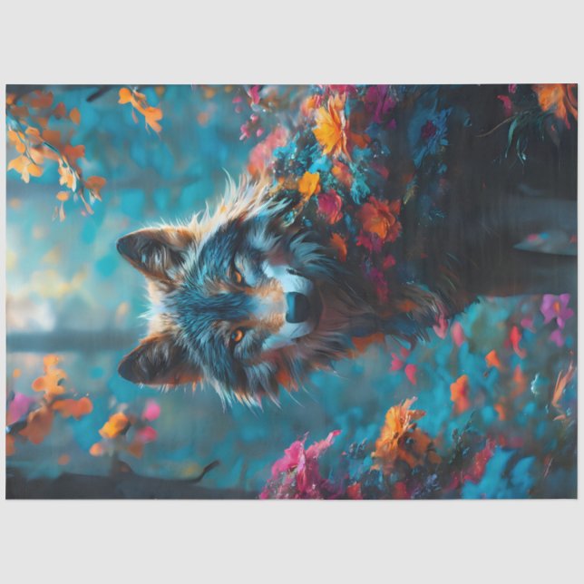 Papel De Seda Lobo Floral 3 (Frente )