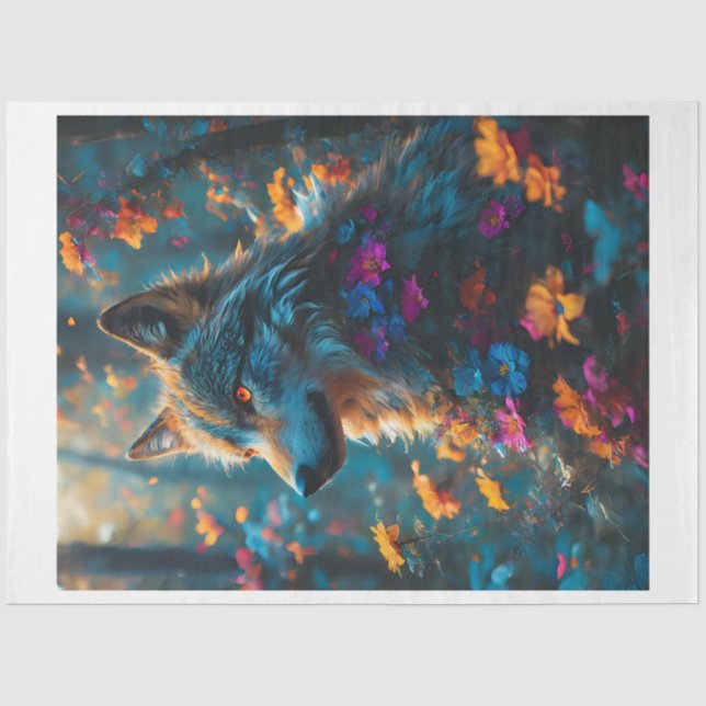Papel De Seda Lobo Floral 4 (Frente )
